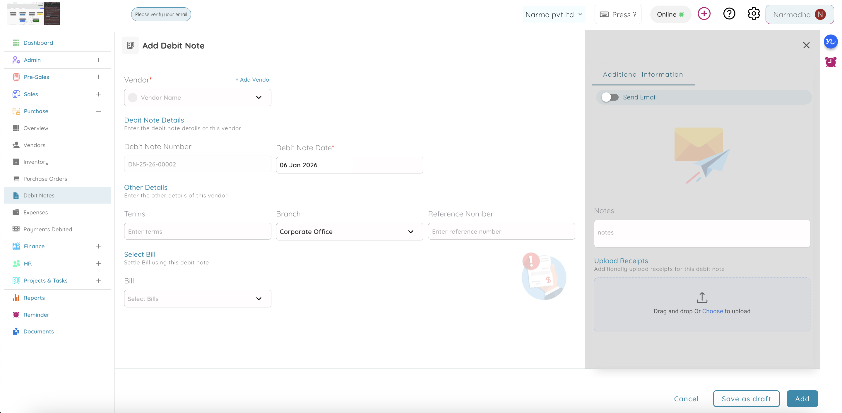 Debit Notes Management